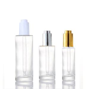 En stock – Flacon compte-gouttes cylindrique en verre transparent de 120 ml (<span class=keywords><strong>4</strong></span> oz) à épaulement plat pour cosmétiques, flacon compte-gouttes de 2 oz pour huile de parfum - Product Image 2