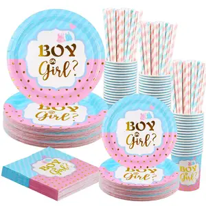 Jongen Of Meisje Servies Set Geslacht Onthullen Feestartikelen Servies Set Baby Wegwerp Servies Set