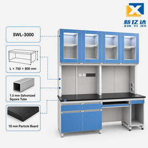 Banc de travail de laboratoire en acier <span class=keywords><strong>et</strong></span> bois durable avec rangement pour ordinateur <span class=keywords><strong>et</strong></span> étagère à réactifs, armoire murale, mobilier de laboratoire pour laboratoire de chimie - Product Image 2
