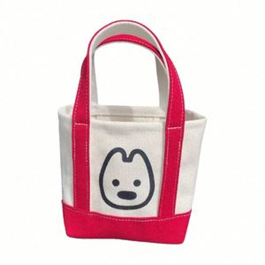 Mini Tote Bag Red Organic Reusable Foldable Custom Design <b>Printed</b> Cotton Canvas Tote Bag Cartoon Shopping Bag with Logo - Product Image 1