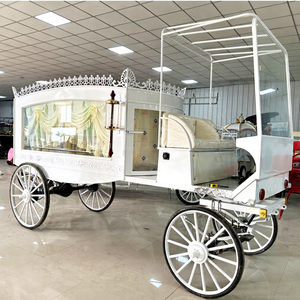 Cercueil roulant pour cérémonie funèbre, magnifique carrosse funéraire avec rideaux - Product Image 1