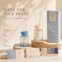 Diffuseur de parfum d'ambiance 110 ml à marque privée avec huile aromatique naturelle, flacon en verre de luxe pour boutiques de cadeaux, spas et vente au détail OEM