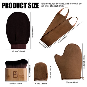 BS-MALL Kit de 5 Piezas para Autobronceado: Guante Aplicador, Brocha Kabuki Ultra Suave, Aplicador de Espalda y Guante Exfoliante - Product Image 2