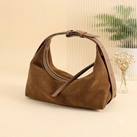 Sac bandoulière demi-lune en daim de vache véritable certifié LWG pour femme, sac à main vintage souple en cuir véritable, fabricant OEM