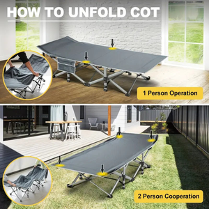 Cama Plegable para Acampar al Aire Libre, Cama Plana para Adultos con Colchón, Cama <span class=keywords><strong>de</strong></span> Campaña para Oficina, Siesta en Casa, Viajes al Aire Libre - Product Image 3
