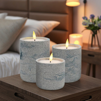 Bougie sans flamme LED avec cire véritable dans un pot en ciment écologique pour la décoration intérieure, les mariages et Diwali Pot en béton