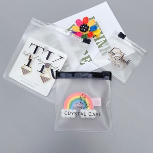 Pochette zippée en plastique transparent avec logo imprimé personnalisé, sacs à bijoux zippés holographiques givrés - Product Image 4