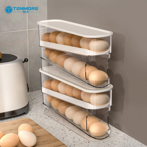 Organisateur d'œufs à double couche à roulement automatique pour réfrigérateur, distributeur d'œufs à gravité pour une fraîcheur optimale et un gain de place - Product Image 2
