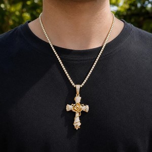 Pendentif Hip Hop rond en argent sterling avec moissanite sertie griffe, bijou de mode glacé, breloque tendance pour hommes et femmes - Product Image 3