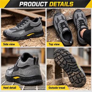 Chaussures de sécurité en daim respirantes pour hommes avec doublure en mesh, lacets et semelle extérieure en caoutchouc - Product Image 6