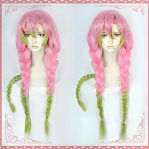 Perruque rose complète pour cosplay, densité 150%, fibre haute température, ligne de cheveux naturelle, taille unique, sans dentelle - Product Image 4