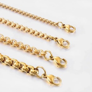 Collier en acier inoxydable, étanche, chaîne ronde couleur or, bijoux cadeau pour hommes et femmes, largeur 2mm-5mm - Product Image 2