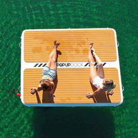 Plateforme flottante gonflable pour ponton, quai de yacht, en bois grainé, pour les loisirs aquatiques, 200x150x20cm