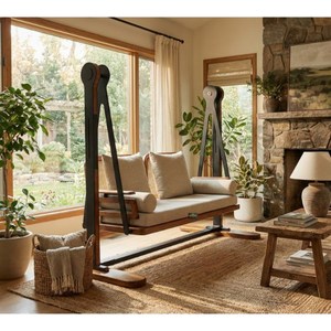 Nouvelle balançoire en fer pour balcon extérieur, très vendue, avec dossier haut offrant confort, détente et soutien pour une position assise prolongée - Product Image 2