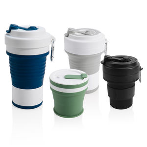 Tasses en silicone pliables de taille personnalisée, tasse à café en silicone réutilisable portable et lavable au lave-vaisselle, tasse d'eau pour le camping, la randonnée - Product Image 1