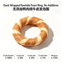 Nourriture pour animaux de compagnie, Snacks déshydratés pour animaux, Mélange double de viande de poulet et de canard sans additifs OEM/ODM avec anneau de mousse de cuir de vache