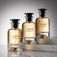 Flacon de parfum en verre cristallin transparent de luxe avec fond volcanique, 30 ml, 50 ml, 100 ml, vaporisateur à pompe et brume fine, avec boîte d'emballage
