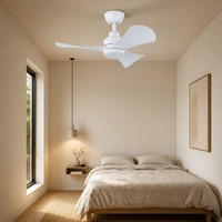 Ventilateur de plafond blanc moderne de 32 pouces avec lumière LED et télécommande, ventilateur à moteur DC ultra silencieux pour chambre à coucher