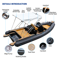 Offre Spéciale 760 25ft luxe fond en V profond Hypalon Tube rigide bateau fibre de verre coque pêche côtes Yacht avec guindeau
