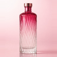 Bouteille à liqueur en verre facettée rose ombré avec bouchon métallique, emballage de luxe pour boissons, vente en gros, marque privée, logo personnalisé