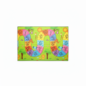 Tapis de jeu double face 100x140x1cm XPE pour bébé, mousse enroulable, imperméable et non toxique, avec numéro coloré, style de voyage funky. - Product Image 1