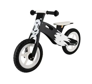 Kinder Holz Fahrrad Großhandel Vorschule Baby Auto mit schwarzem Panda Muster ohne Pedal Holz Fahrrad