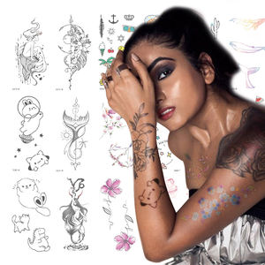 Tatouages Temporaires Personnalisés en Gros, Motifs Floraux et Papillons Sexy pour Femmes, Autocollants Artistiques Corporels en Papier Tendance pour Demi-Bras - Product Image 6