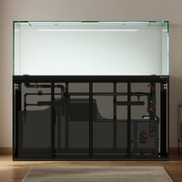 Aquarium pour Arowana en verre ultra-blanc avec fond noir, filtre intégré, support coulissant, double séparation sec-humide, sans tuyauterie