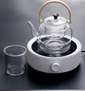 Teiera in vetro soffiato a mano in <span class=keywords><strong>Pyrex</strong></span> resistente al calore borosilicato trasparente da 1000ml con manico in legno - Product Image 2