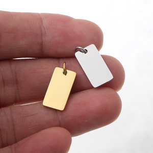 Werks bedarf 18 Karat vergoldeter Spiegel aus poliertem Edelstahl DIY Make Custom Logo Tag Rechteck Anhänger - Product Image 5