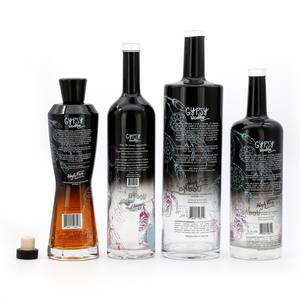 A medida 750ml 700ml Licor de licores <span class=keywords><strong>Pisco</strong></span> Rum Whisky Pulverización Recubrimiento negro Impresión Botella de vidrio - Product Image 2