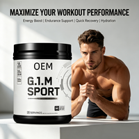 Poudre de glucides et d'électrolytes OEM G.I.M Sport, 20 g de glucides et 350 mg de sodium par portion, certifiée NSF, 25 portions, 284 g