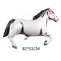 Ballon en aluminium coloré en forme de cheval, 82*51cm, cinq couleurs (noir, blanc, rose, marron et marron clair) pour la décoration, Année du Cheval