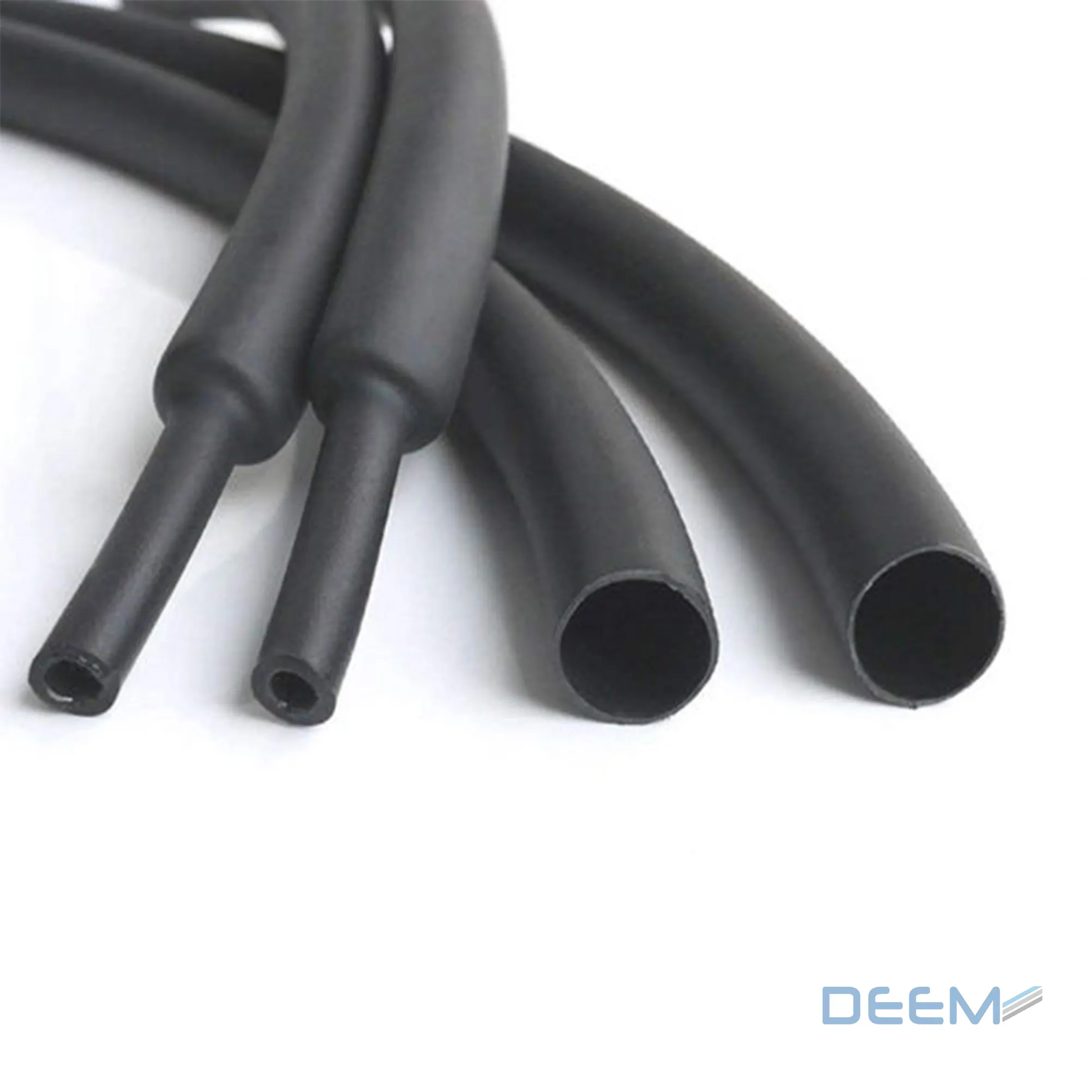 DEEM無料サンプルと最高品質の黒接着剤ポリオレフィンレイケム熱収縮チューブ、ワイヤー絶縁用接着剤付き