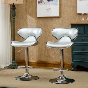 DB masaccio ชุดบาร์สตูลหมุนสีเงิน2ชิ้นปรับได้พร้อมฐานโครเมี่ยม - Product Image 3