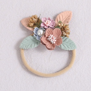 Bandeau en nylon à fleurs pour bébé fille Bandeau élastique doux pour cheveux avec nœud fait main Accessoires pour nouveau-né enfant en bas âge - Product Image 6