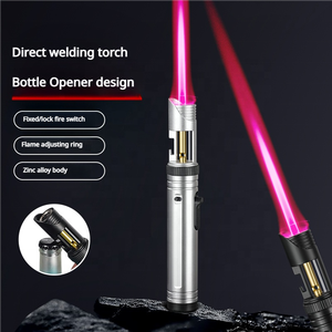 Briquet torche à gaz à flamme de jet rouge butane longue durée en gros briquet multifonctionnel rechargeable cadeaux de cigarettes intégrés - Product Image 2