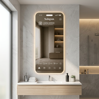 Miroir LED sans cadre avec capteur tactile IP44, style Instagram moderne, alimenté par prise, personnalisable pour salle de sport, salon, villa