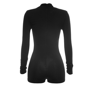 Viviblook D26RP245 Mono de otoño para mujer, mono sexy de manga larga con cuello en V profundo, mono informal ajustado de una pieza - Product Image 6