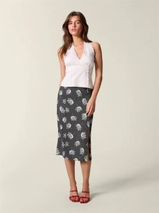 Camiseta sin mangas con cuello halter y encaje en V profundo, color blanco, estilo Pure Desire para mujer - Product Image 2