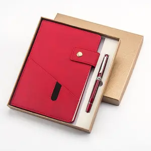 Caderno de capa dura com caneta vintage, diário executivo retrô em couro, conjunto para presente, 2024, para negócios, 2024
