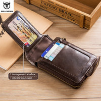 Dompet Pria Merek BULLCAPTAIN Dompet Kulit Asli Pria Dompet Rfid Tas Penyimpanan Multifungsi Dompet Koin Tas Kartu