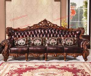 ชุดโซฟาหนังแท้ดีไซน์ยุโรป แบบแยกส่วน <span class=keywords><strong>1</strong></span>+2+3 <span class=keywords><strong>ที่</strong></span>นั่ง โครงไม้แบบดั้งเดิม สำหรับห้องนั่งเล่นในวิลล่า - Product Image 4