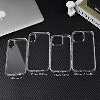 Coque transparente pour iPhone 16 17 18 Pro Max, coque transparente en cristal, antichoc, pour téléphone portable