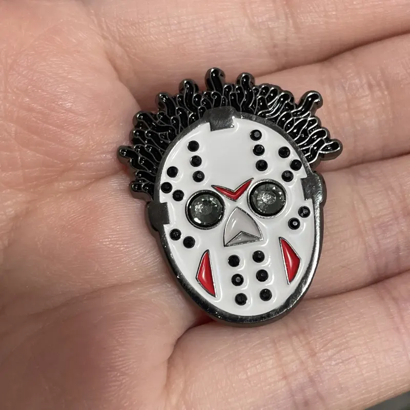 Custom Jason Mask Halloween mask Lapel Pin Brooches with diamond Enamel Pin