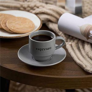 Ensemble de tasses à thé en porcelaine Upclay tasses à <span class=keywords><strong>expresso</strong></span> <span class=keywords><strong>avec</strong></span> soucoupes et <span class=keywords><strong>support</strong></span> en métal tasses à café <span class=keywords><strong>expresso</strong></span> empilables de 4 oz - Product Image 2