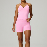 XW-Q108+Q069 Nouvelle Collection : Ensemble 2 Pièces Sportif Femme – Soutien-Gorge Halter et Short Taille Haute Respirant pour Yoga et Gym