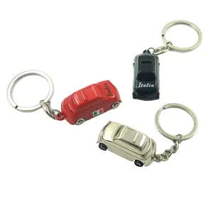 Manufacturer Italy Toy Keychain Car Shaped Metal Blank Logo Different Painted Colors 3D shape Classic car Keychain