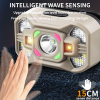 Lampu Kepala LED Sensor Gerak Induksi Gelombang USB Dapat Diisi Ulang Tahan Air untuk Berkemah dan Berburu