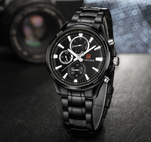 NF9089 Men's Analog Quartz Watch 22mm Band Width Fashion Alloy Case Chronograph Sports & Business Clock